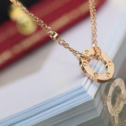 [Dawnora Jewelry]LOVE NECKLACE ADJUSTABLE ROSE GOLD 2 DIAMOND