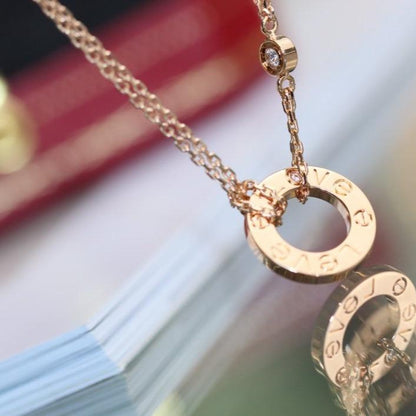 [Dawnora Jewelry]LOVE NECKLACE ADJUSTABLE ROSE GOLD 2 DIAMOND