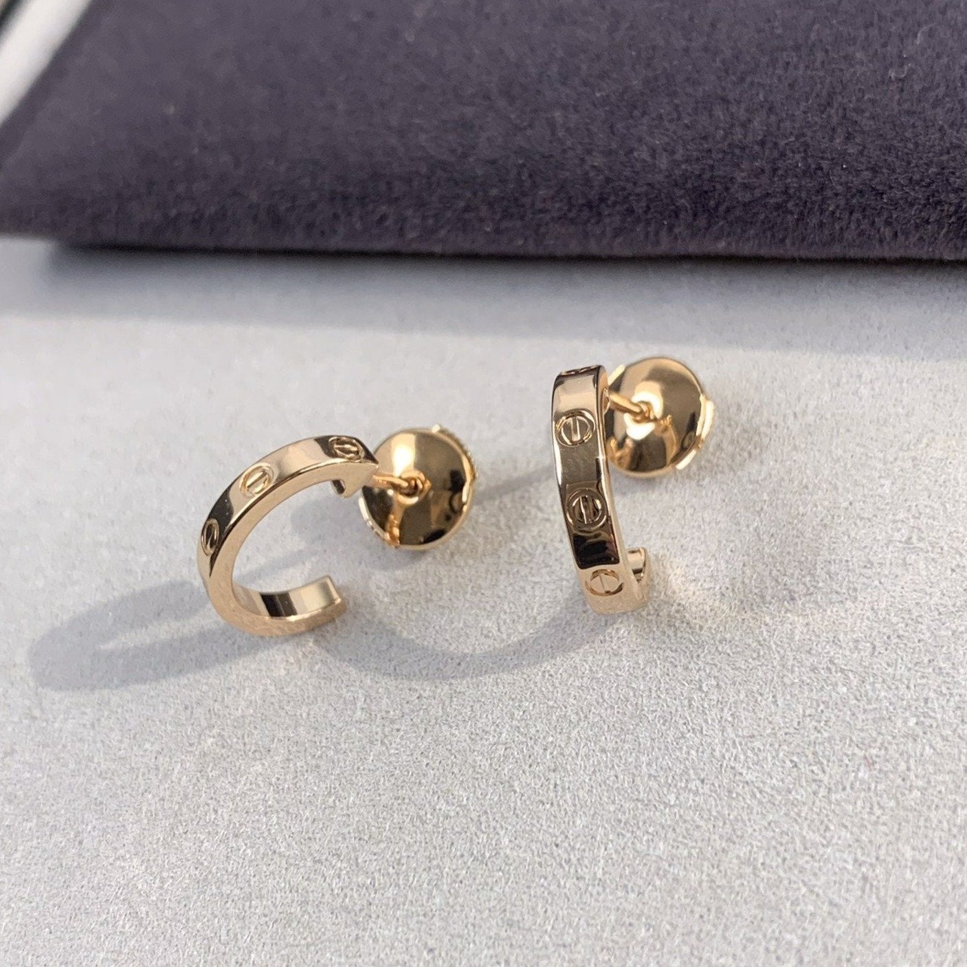 [Dawnora Jewelry]LOVE EARRINGS 2.65MM PINK GOLD