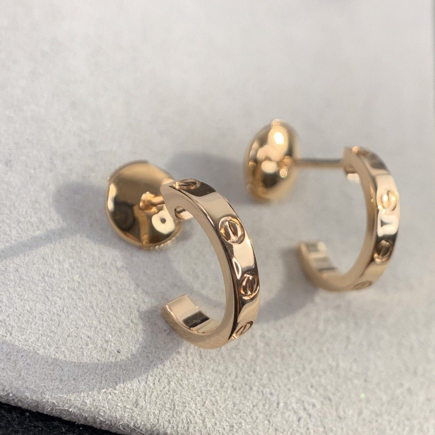 [Dawnora Jewelry]LOVE EARRINGS 2.65MM PINK GOLD