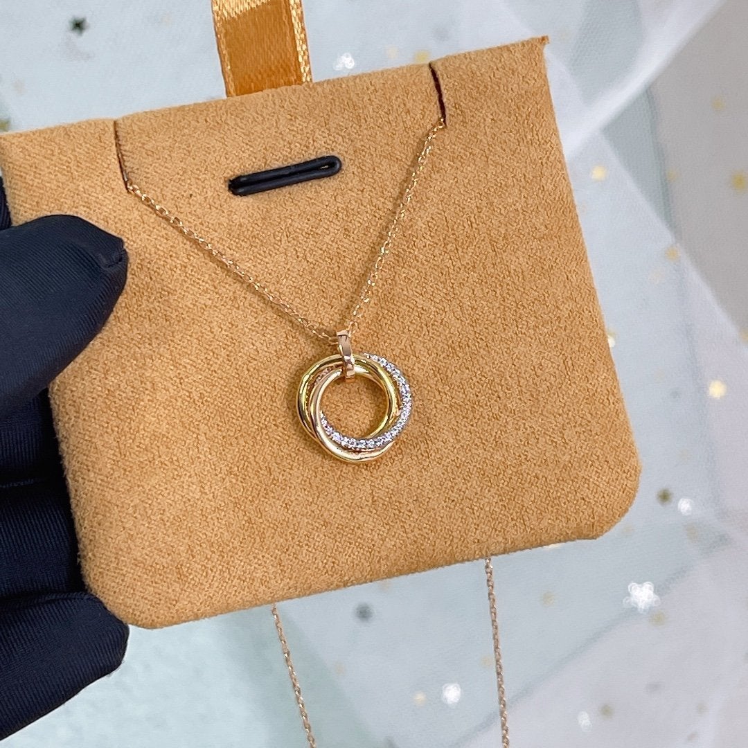 [Dawnora Jewelry]TRINITY NECKLACE SILVER GOLD PINK GOLD DIAMONDS