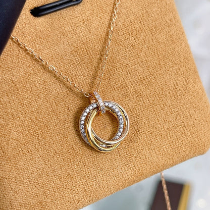 [Dawnora Jewelry]TRINITY NECKLACE SILVER GOLD PINK GOLD DIAMONDS
