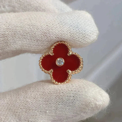 [Dawnora Jewelry]CLOVER MEDIUM 1 MOTIFS CARNELIAN  DIAMOND earrings