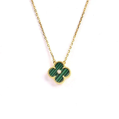 [Dawnora Jewelry]CLOVER 15MM DIAMOND TURQUOISE NECKLACE