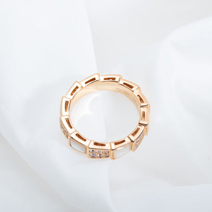 [Dawnora Jewelry]SERPENTI RING PINK GOLD MOP DIAMOND PAVED 4MM