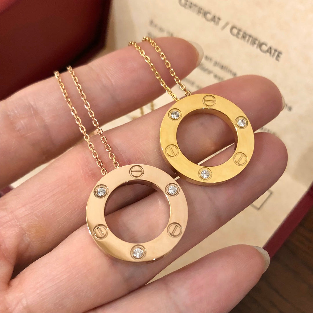 [Dawnora Jewelry]LOVE NECKLACE 16MM 3 DIAMONDS