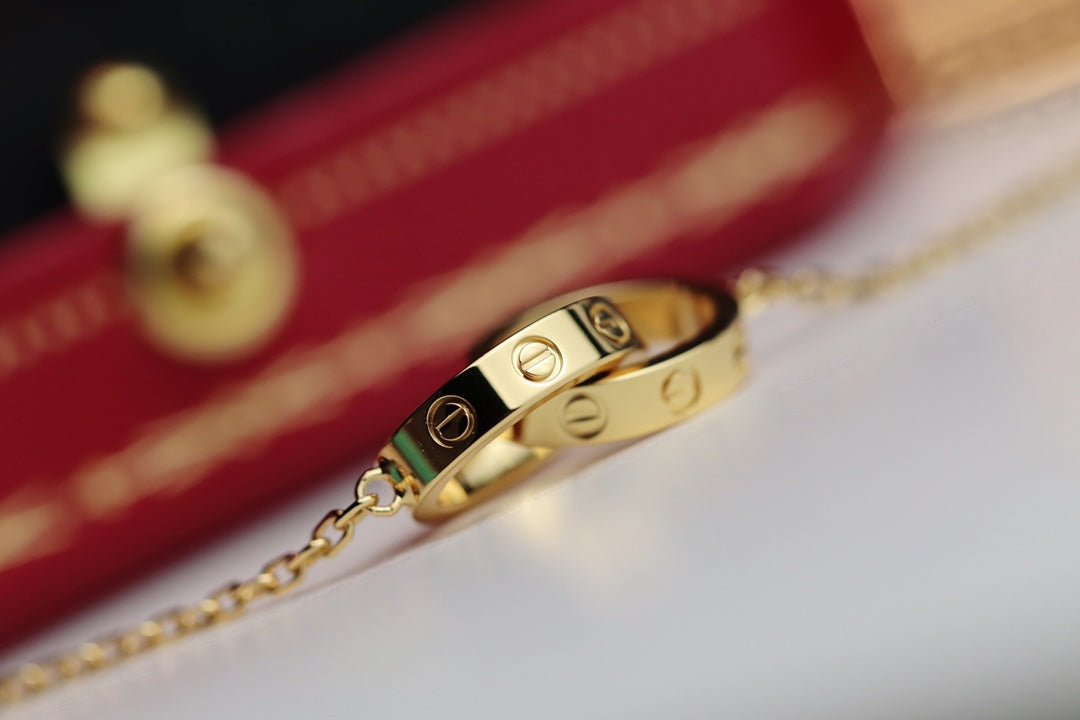 [Dawnora Jewelry]LOVE NECKLACE DOUBLE RING GOLD