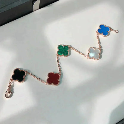 [Dawnora Jewelry]CLOVER 5 MOTIFS MULTICOLOR BRACELET