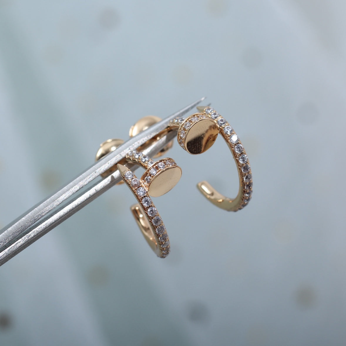 [Dawnora Jewelry]JUSTE EARRINGS 12.75MM PINK GOLD DIAMOND