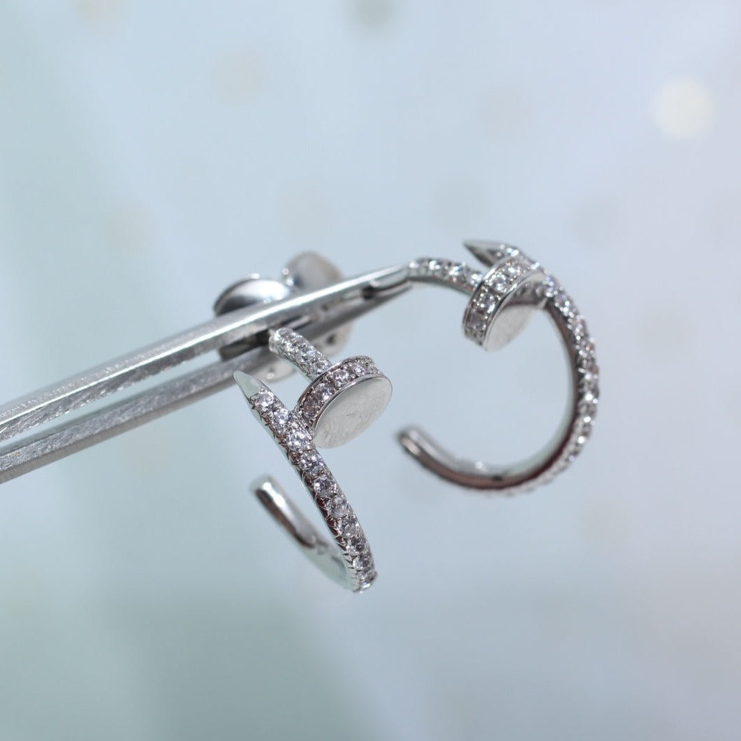 [Dawnora Jewelry]JUSTE EARRINGS 12.75MM SILVER DIAMOND