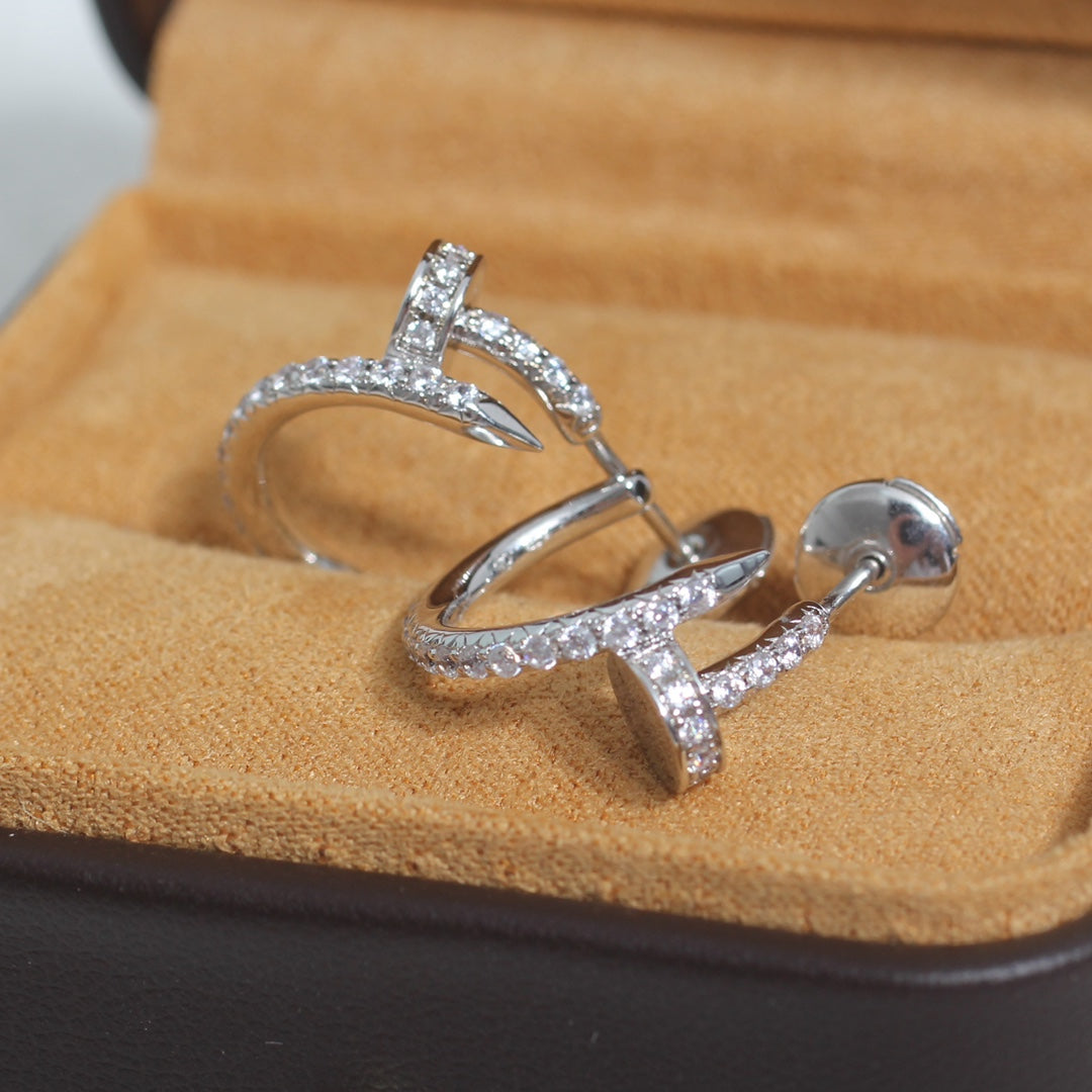 [Dawnora Jewelry]JUSTE EARRINGS 12.75MM SILVER DIAMOND