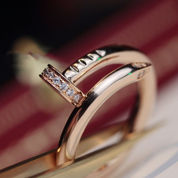 [Dawnora Jewelry]JUSTE RING 2.65MM PINK GOLD DIAMOND