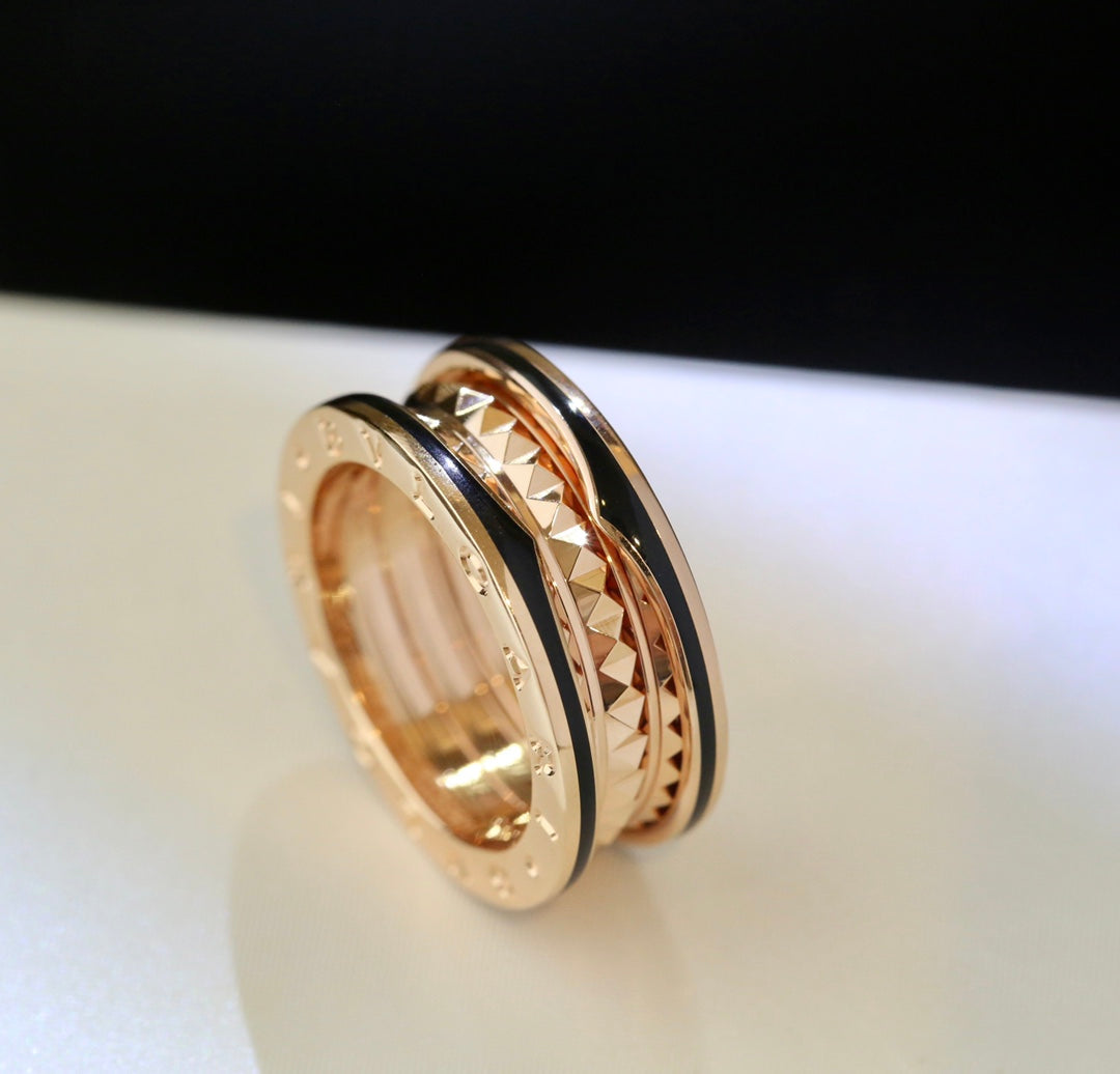 [Dawnora Jewelry]ZERO 1 PINK GOLD BLACK CERAMIC RING