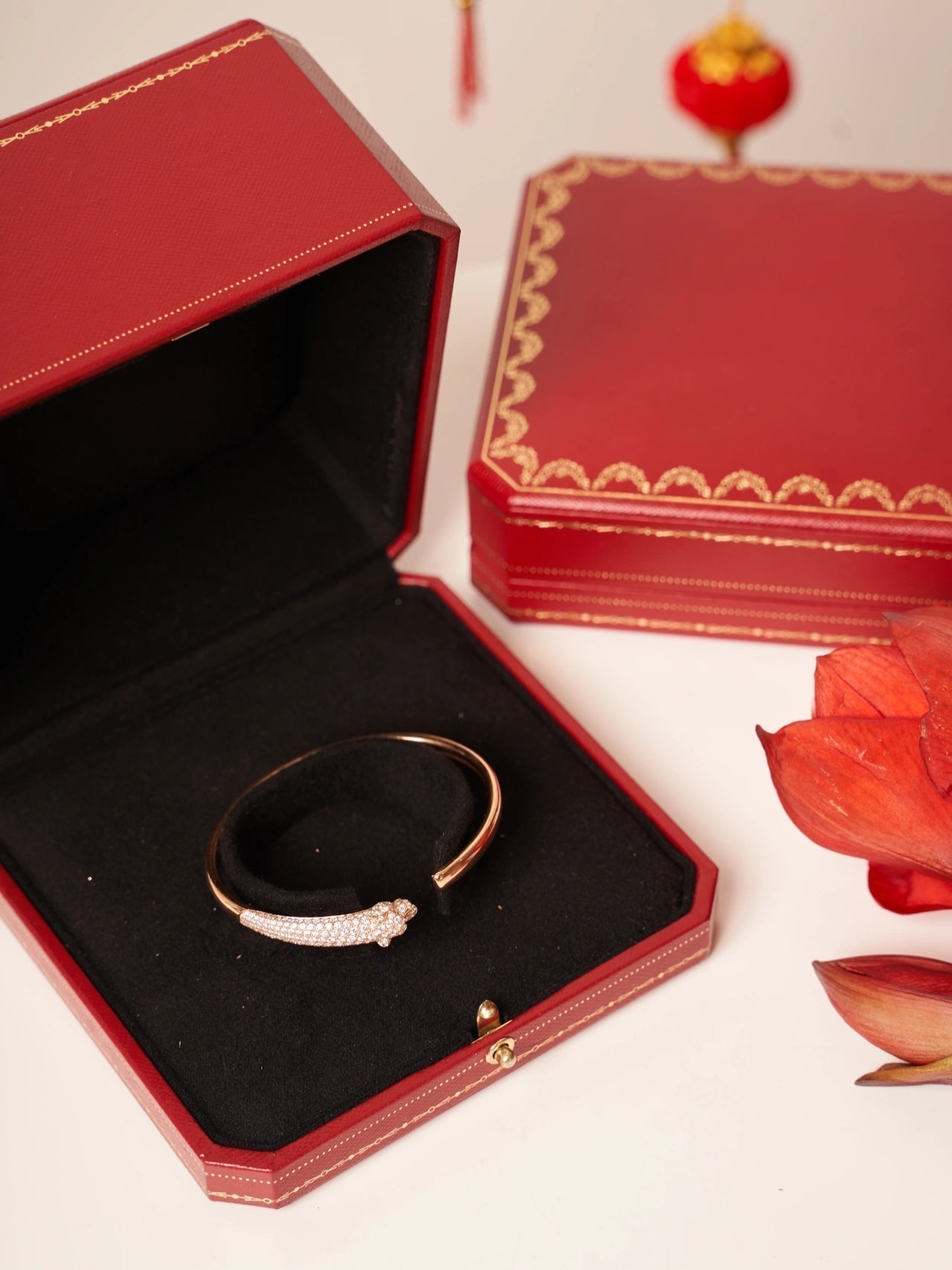 [Dawnora Jewelry]PANTHERE ROSE GOLD DIAMOND OPEN BRACELET