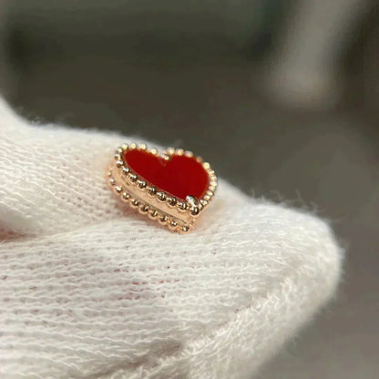 [Dawnora Jewelry]HEART CARNELIAN STUD EARRINGS