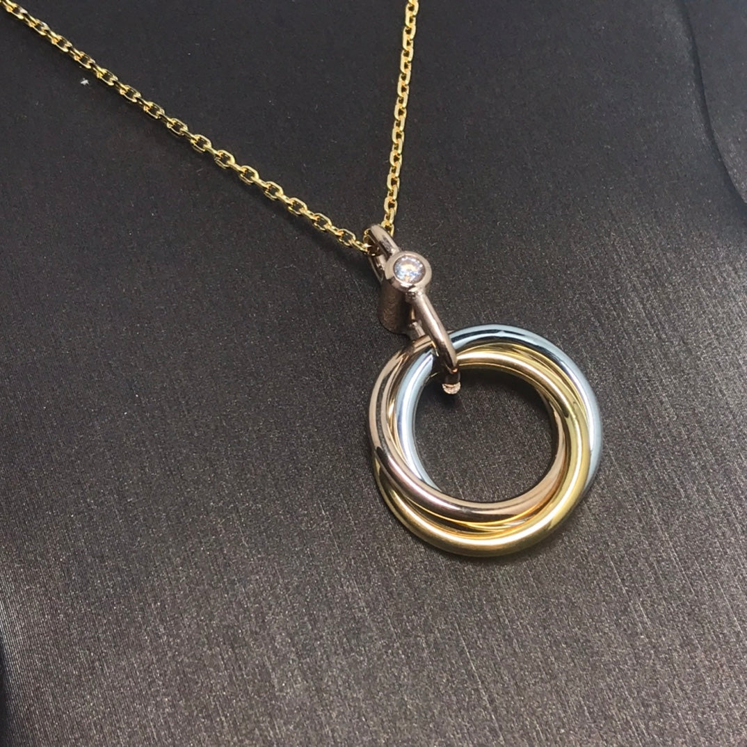 [Dawnora Jewelry]TRINITY SILVER GOLD PINK GOLD NECKLACE