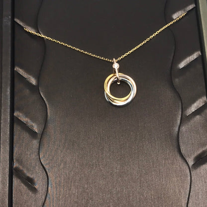 [Dawnora Jewelry]TRINITY SILVER GOLD PINK GOLD NECKLACE