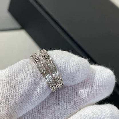 [Dawnora Jewelry]LOVE DIAMOND SILVER HOOP EARRINGS