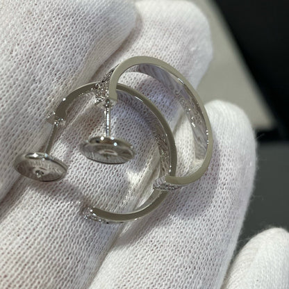 [Dawnora Jewelry]LOVE DIAMOND SILVER HOOP EARRINGS