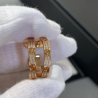 [Dawnora Jewelry]LOVE DIAMOND PINK GOLD HOOP EARRINGS