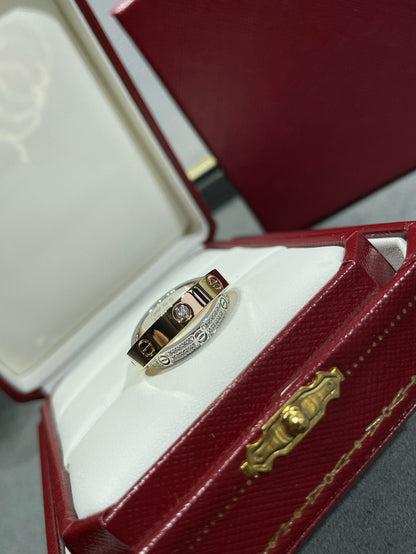 [Dawnora Jewelry]LOVE PINK GOLD SILVER DIAMOND DOUBLE RING