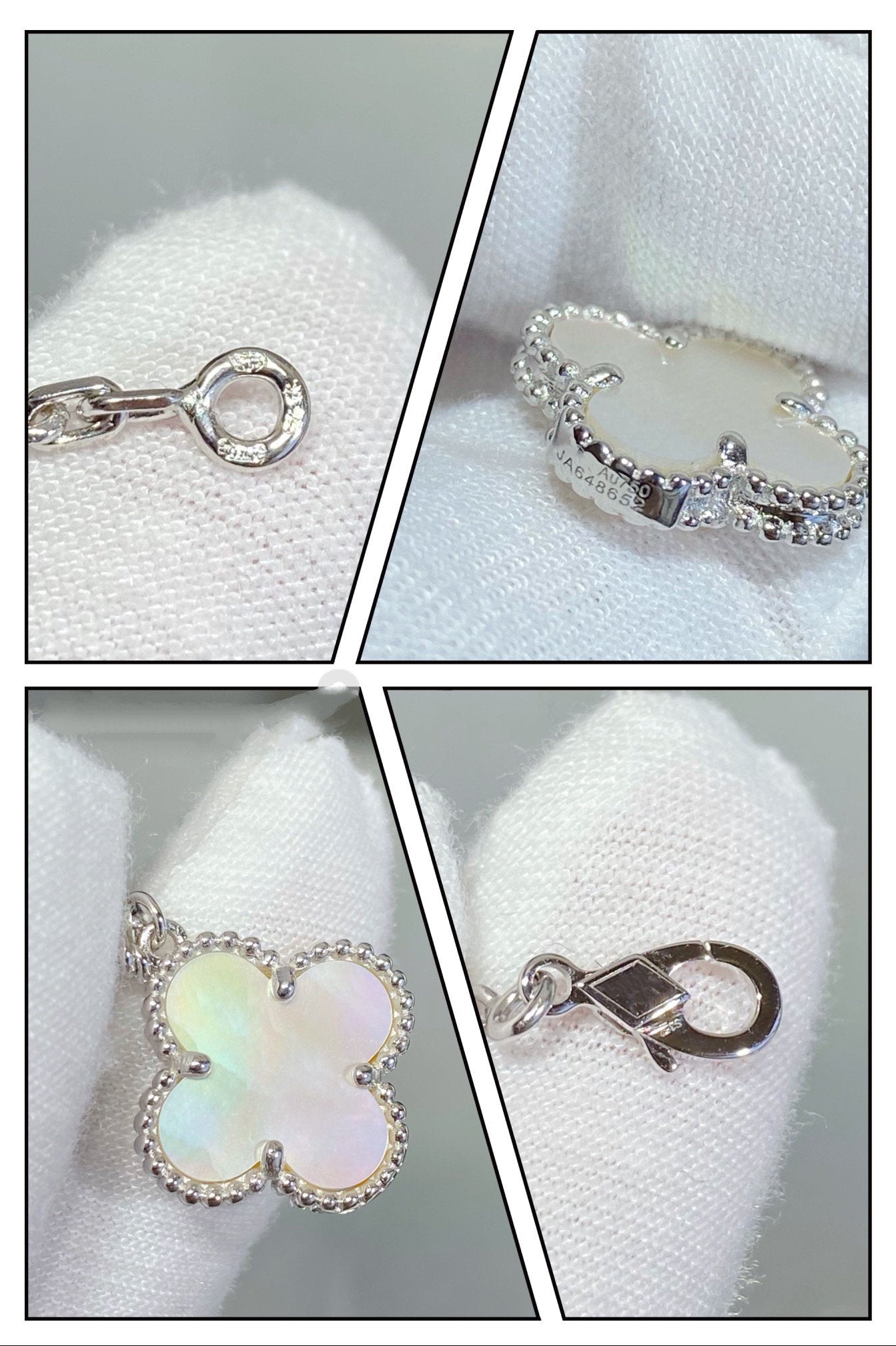 [Dawnora Jewelry]CLOVER 5 MOTIF WHITE MOP SILVER BRACELET