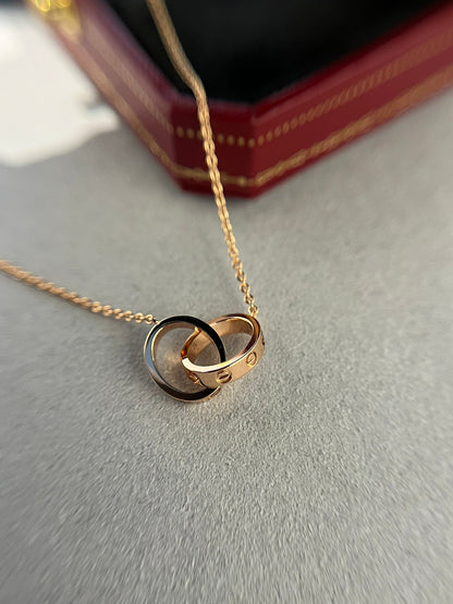 [Dawnora Jewelry]LOVE NECKLACE DOUBLE RING PINK GOLD
