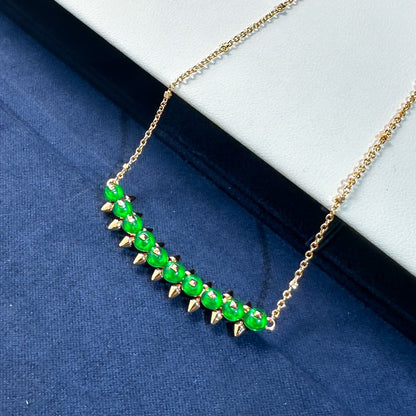 [Dawnora Jewelry]New Arrival: Green Bead Rivet Necklace