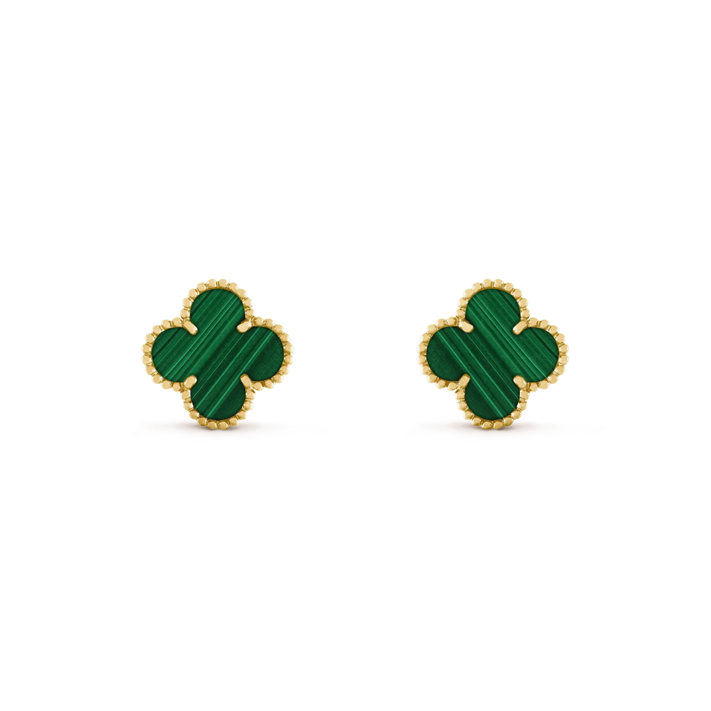 [Dawnora Jewelry]CLOVER MEDIUM 1 MOTIFS MALACHITE  EARRINGS