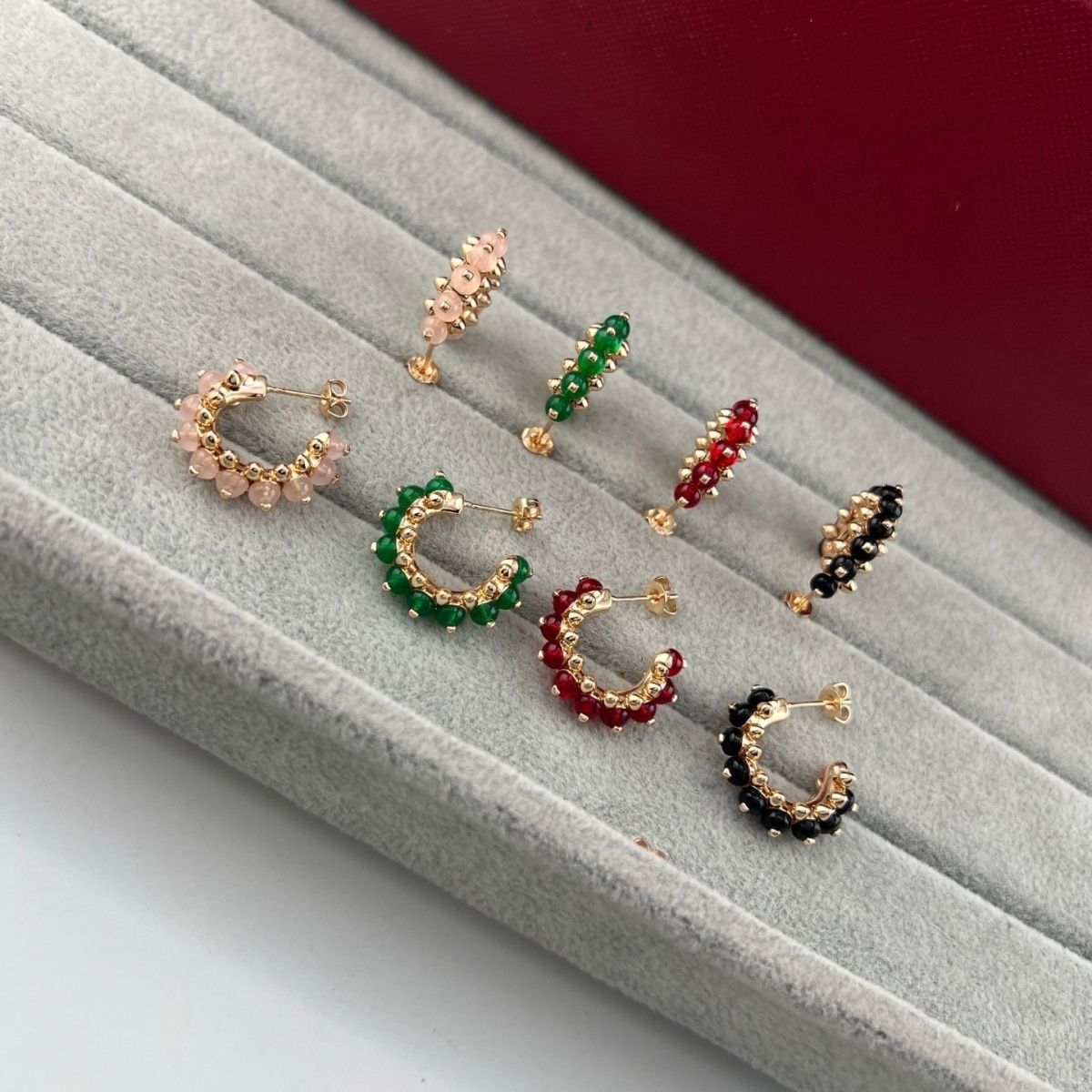 [Dawnora Jewelry]NEW COLORED GEMSTONE COLLECTION SMALL HOOP EARRINGS