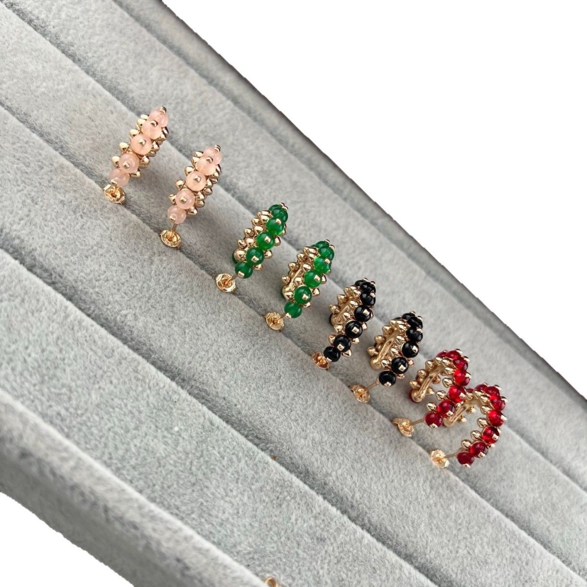 [Dawnora Jewelry]NEW COLORED GEMSTONE COLLECTION SMALL HOOP EARRINGS