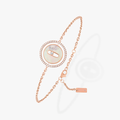 [Dawnora Jewelry]LUCKY MOVE WHITE MOTHER OF PEARL PINK GOLD DIAMOND BRACELET