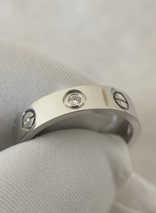 [Dawnora Jewelry]LOVE RING 4MM 1 DIAMOND SILVER