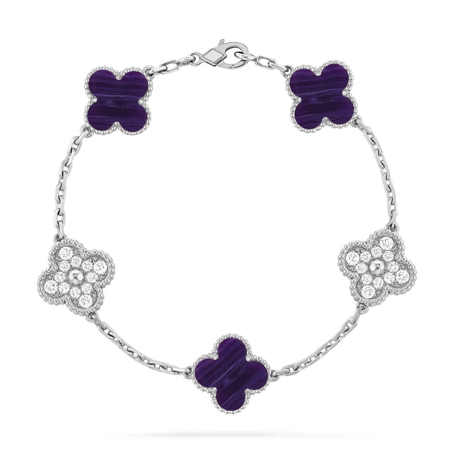 [Dawnora Jewelry]CLOVER 5 MOTIF PURPLE STRIPES BRACELET COLLECTION