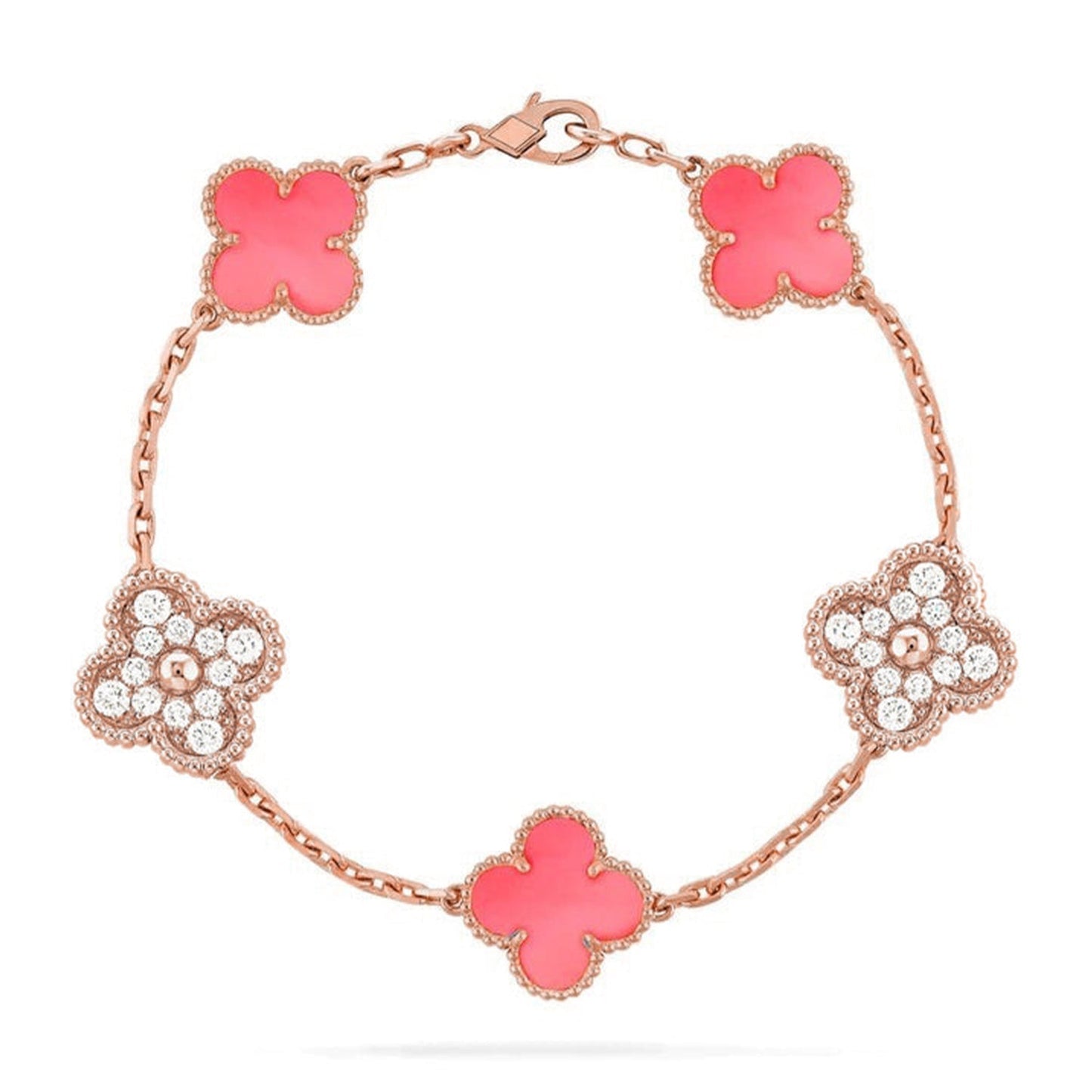 [Dawnora Jewelry] CLOVER 5 MOTIFS  PINK MOP BRACELET COLLECTION