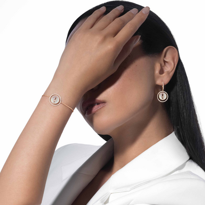 [Dawnora Jewelry]LUCKY MOVE WHITE MOTHER OF PEARL PINK GOLD DIAMOND BRACELET