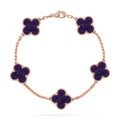 [Dawnora Jewelry]CLOVER 5 MOTIF PURPLE STRIPES BRACELET COLLECTION