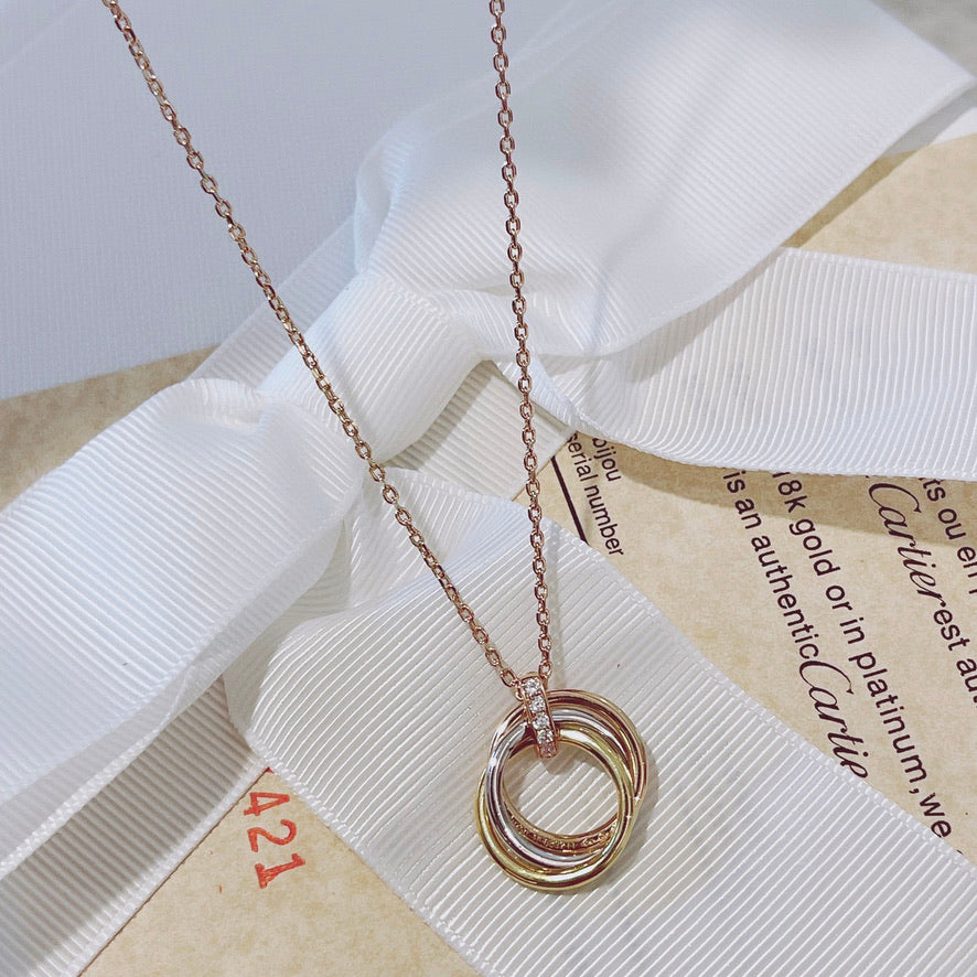 [Dawnora Jewelry]TRINITY NECKLACE GOLD  DIAMONDS