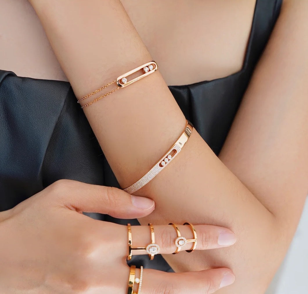 [Dawnora Jewelry]Move Noa Rose Gold Pavé Diamond Bangle Bracelet