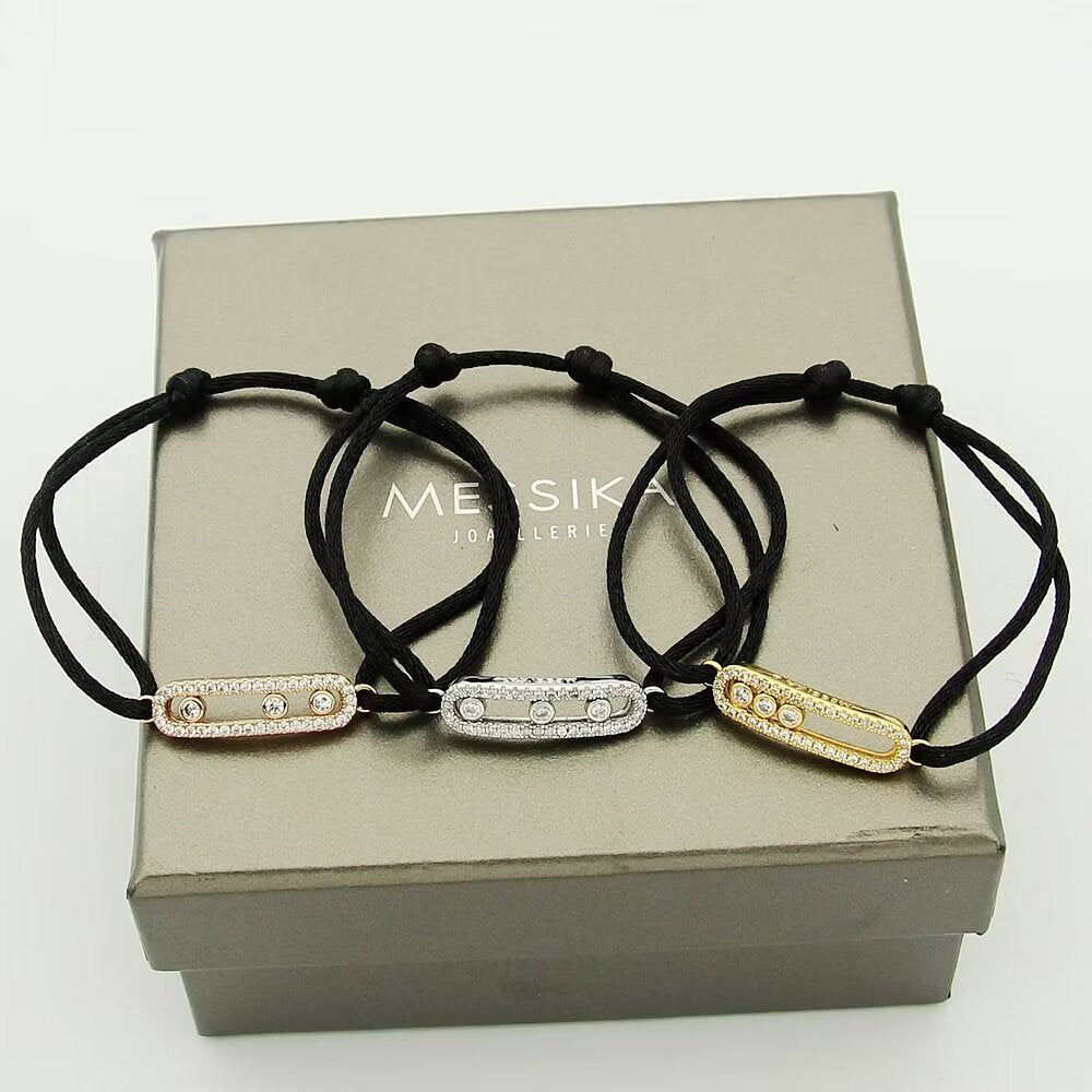 [Dawnora Jewelry]MK Care(s) pink cord pavé bracelet