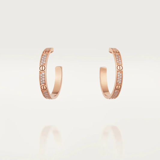 [Dawnora Jewelry]LOVE DIAMOND PINK GOLD HOOP EARRINGS