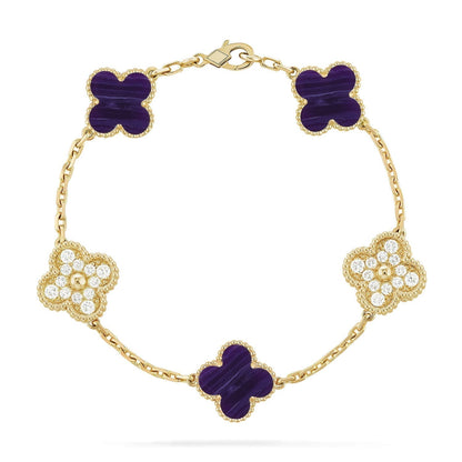 [Dawnora Jewelry]CLOVER 5 MOTIF PURPLE STRIPES BRACELET COLLECTION