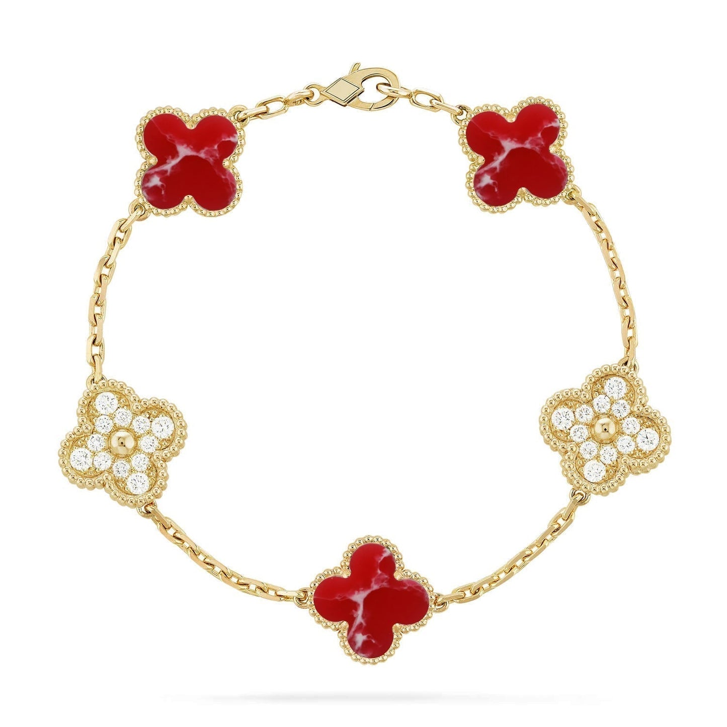 [Dawnora Jewelry]CLOVER 5 MOTIF RED PATTERN BRACELET COLLECTION