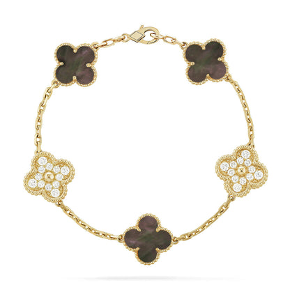 [Dawnora Jewelry] CLOVER 5 MOTIF GRAY MOP BRACELET COLLECTION