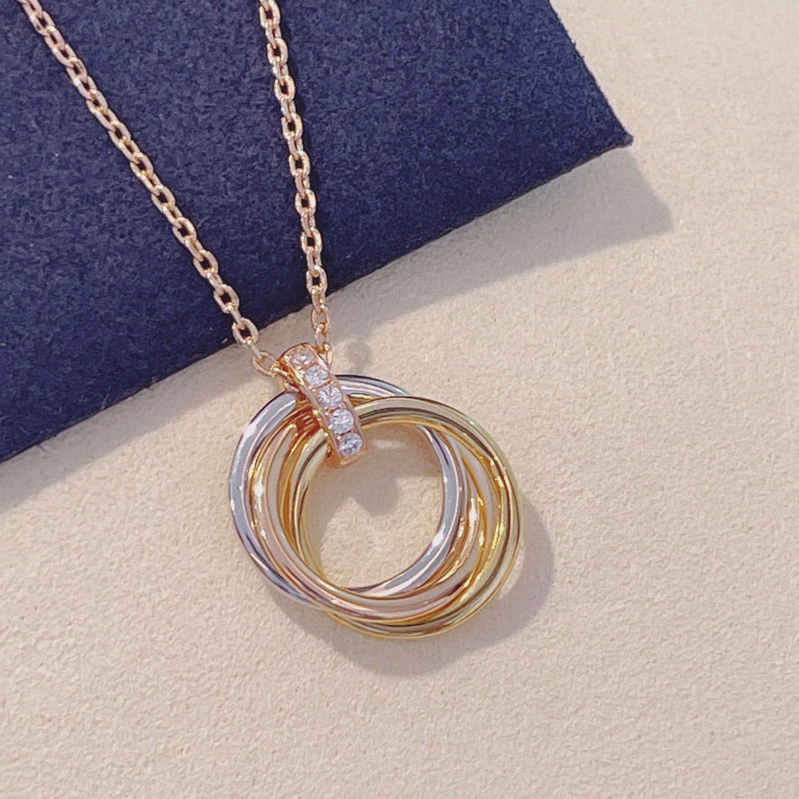 [Dawnora Jewelry]TRINITY NECKLACE GOLD  DIAMONDS