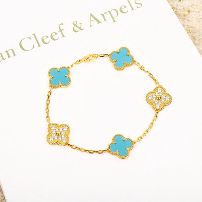 [Dawnora Jewelry] CLOVER 5 MOTIF TURQUOISE BRACELET COLLECTION