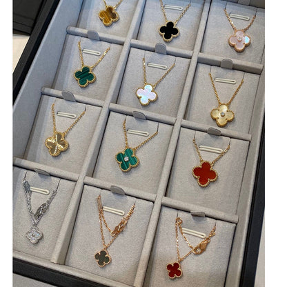 [Dawnora Jewelry]CLOVER 15MM CARNELIAN SINGLE FLOWER NECKLACE