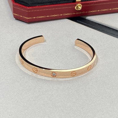 [Dawnora Jewelry]LOVE BRACELET 6.1MM 1 DIAMOND OPEN CUFF