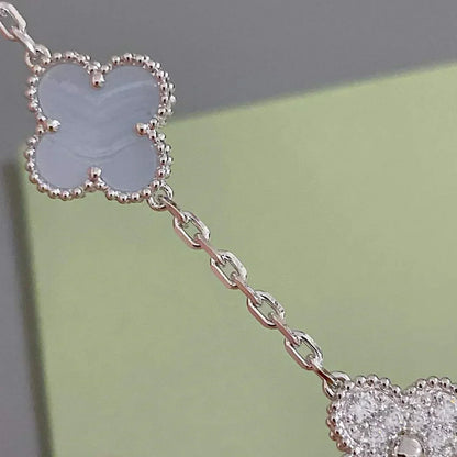 [Dawnora Jewelry] CLOVER 5 MOTIF PURPLE CHALCEDONY BRACELET COLLECTION