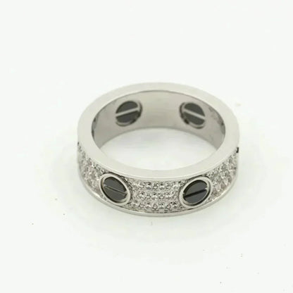 [Dawnora Jewelry]LOVE RING 5.5MM DIAMONDS PAVED CERAMIC